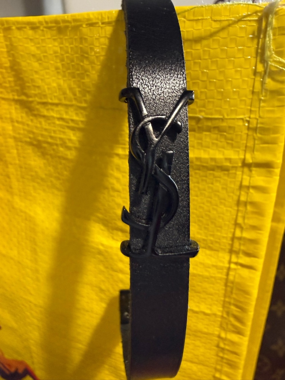 Saint Laurent Black Leather Logo Strap